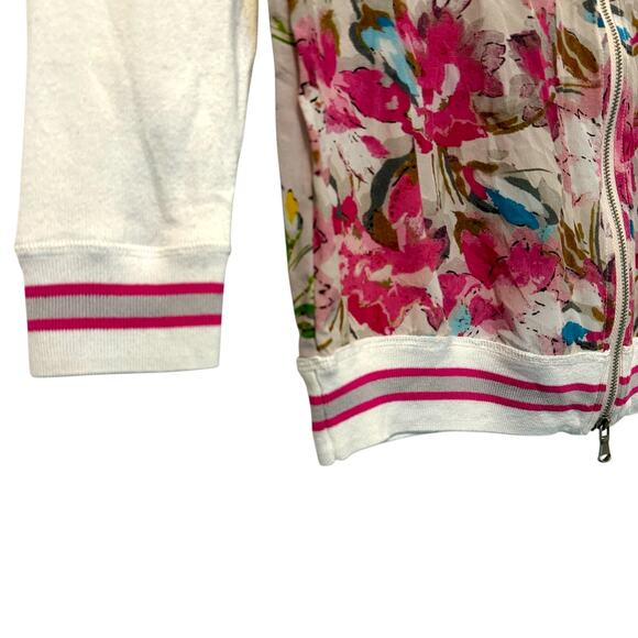 Mauro Grifoni Zipper Cardigan Sweater Silk Floral Medium - Picture 4 of 9
